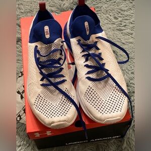 Under Armour White and Blue Flow Velocity Running Shoes with Bluetooth